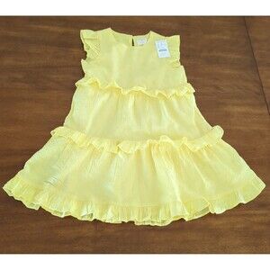 J Crew Crewcuts Girls' tiered eyelet yellow sleeveless dress Size 5 NEW w Tags